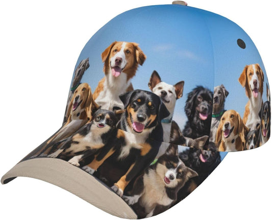 Dog Breed Print Baseball Cap for Men Women, Funny Casual Unisex Personalized Hats Black
