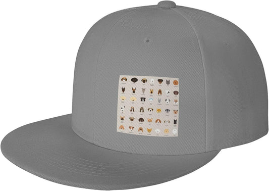Dog Breed Print Adjustable Classic Baseball Cap Adult Sports Cap,Outdoor Activities, Fit Men,Women
